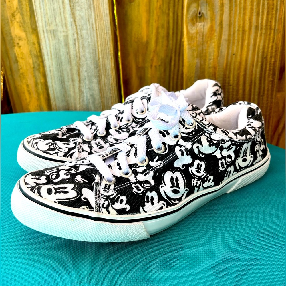 Disney Black & White Mickey Mouse Canvas Sneakers
